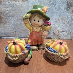 Thanksgiving Figurine Decor Autumn Harvest Set of 3
